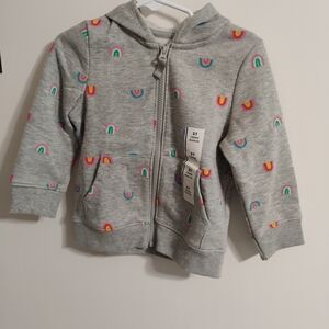 Cat & Jack Grey Zip-Up Hoodie with Rainbow Motif